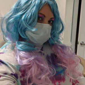 Tri colored Blue, Pink, Purple wig. Used once. *free gift with purchase*